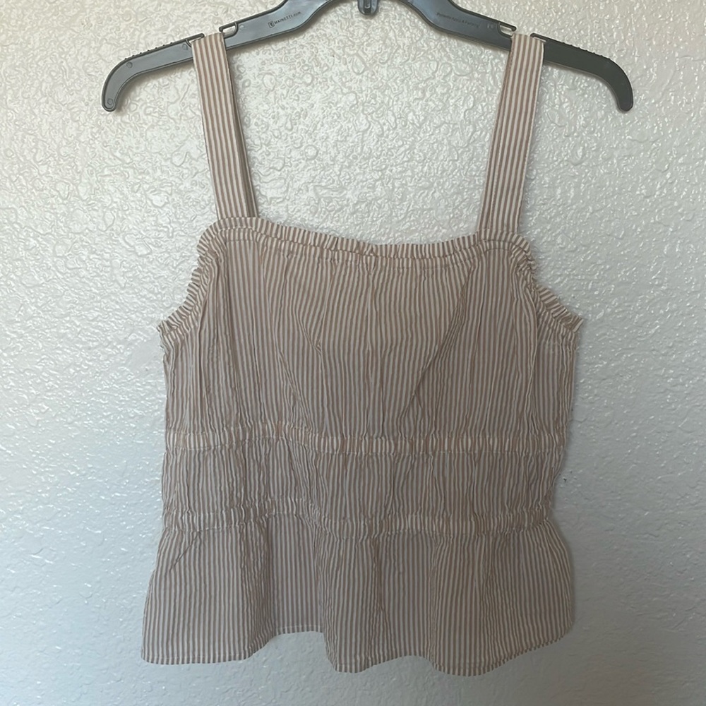 Madewell pink&white stripe tank top